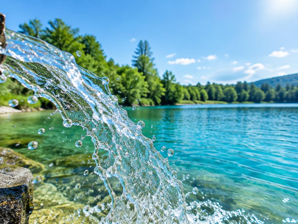 Clear water in a thriving green landscape
